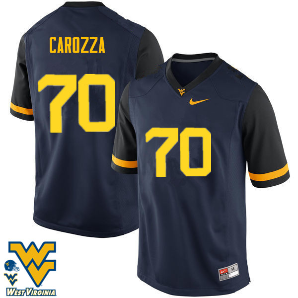NCAA Men's D.J. Carozza West Virginia Mountaineers Navy #70 Nike Stitched Football College Authentic Jersey JY23K65IY